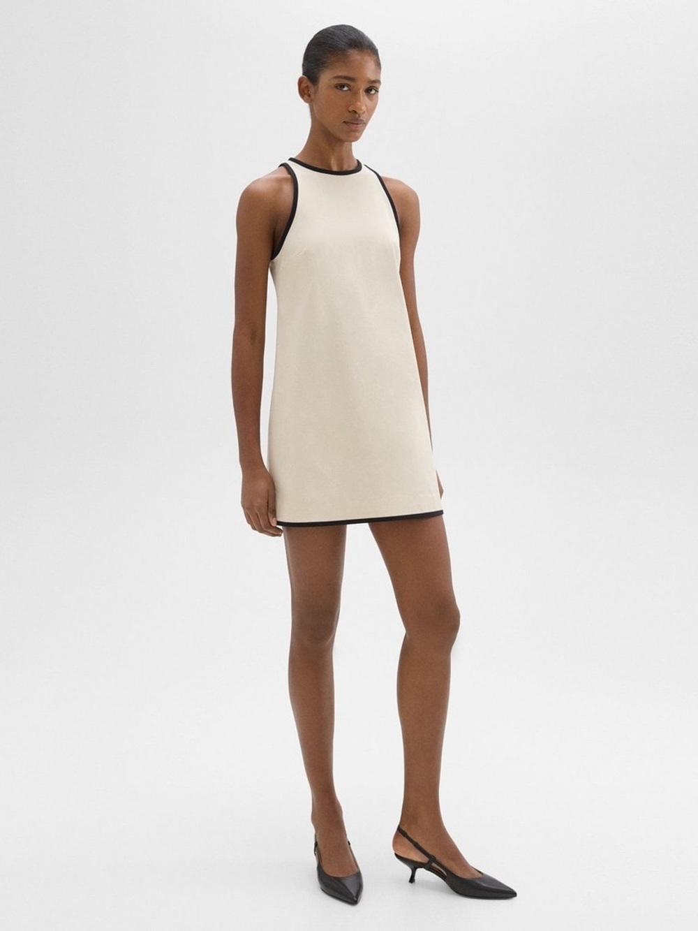 NWT Theory ‘Shift Dress in Organic Cotton’ in “Sand/Black” Size 12 - Picture 4 of 16